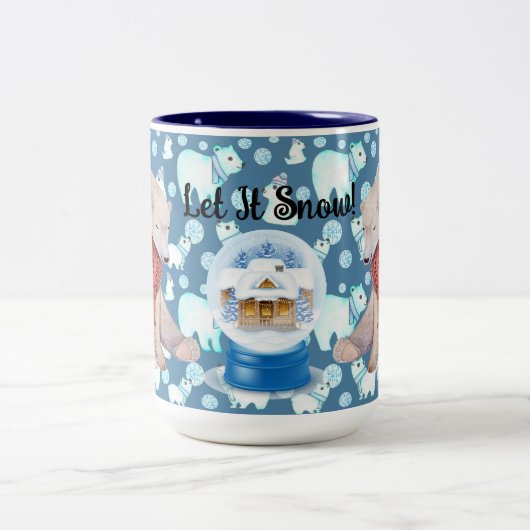Tasse 2 Couleurs Ours polaires d'hiver (Centre)
