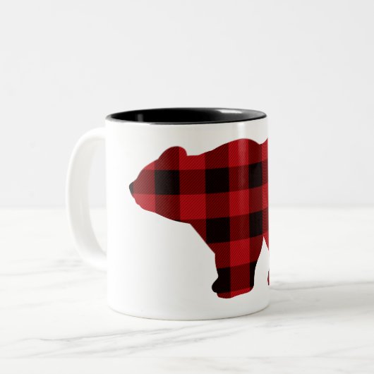 Tasse 2 Couleurs Ours rouge et noir plat du pays (Devant gauche)