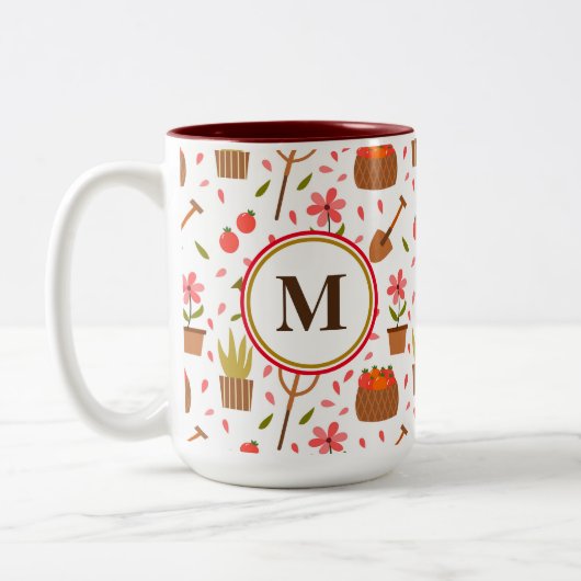 Tasse 2 Couleurs Outils de jardinage mignon et Plante Motif sans co (Gauche)