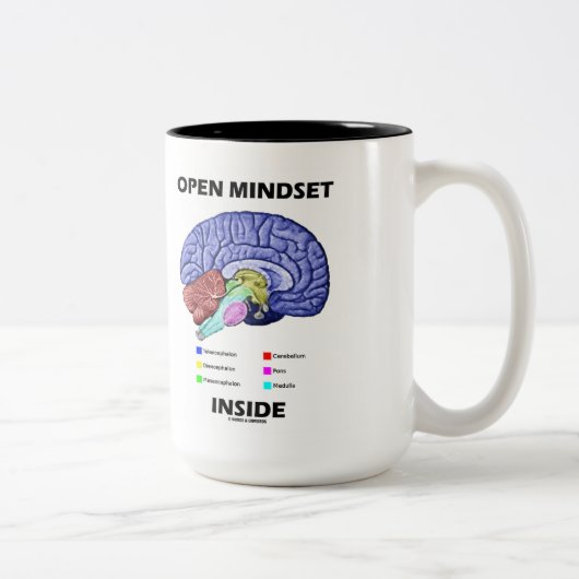 Tasse 2 Couleurs Ouverture d'esprit à l'intérieur (Cerveau anatomiq (Droit)