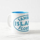 Tasse 2 Couleurs Ovale bleu de la Floride d'île de Sanibel (Devant gauche)