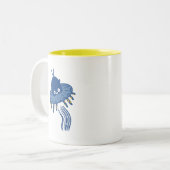 Tasse 2 Couleurs OVNI octopique bleu Kawaii (Devant gauche)