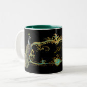Tasse 2 Couleurs Pacock & Gold Filigree (Devant gauche)