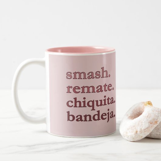 Tasse 2 Couleurs Padel Coffee Mug-Personalize Word Vibes Dusty Rose (Avec donut)