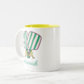 Tasse 2 Couleurs Pagaies Pickleball Rose et Jaune (Devant gauche)