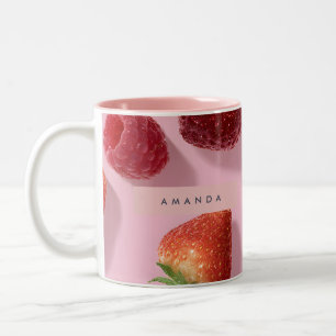 Tasse 2 Couleurs Paillettes Personnalisées Fraise & Framboise