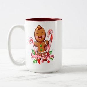 Tasse 2 Couleurs Pain d'épice Homme et Sucre de canne Noël