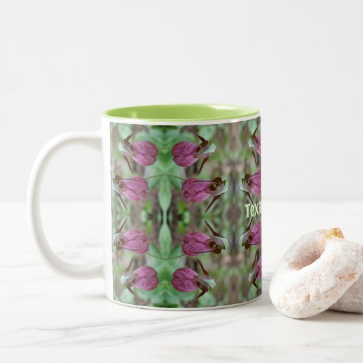 Tasse 2 Couleurs Paire de fleurs d'orchidée rose Lady Paire personn (Avec donut)