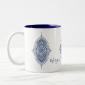 Tasse 2 Couleurs Paisley bleu orange Mandala (Gauche)