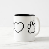 Tasse 2 Couleurs Paix, amour, chiens (Devant droit)