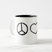Tasse 2 Couleurs Paix, amour, chiens (Devant gauche)