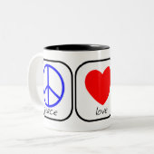 Tasse 2 Couleurs Paix, amour et beignets (Devant gauche)
