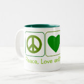 Tasse 2 Couleurs Paix, amour et shamrocks (Devant gauche)