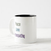 Tasse 2 Couleurs Paix, amour, homéopathie (Devant gauche)
