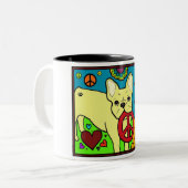 Tasse 2 Couleurs Paix de bouledogue français (Devant gauche)