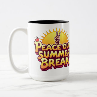 Tasse 2 Couleurs Paix dehors Vacances d'été Rétro Soleil Professeur