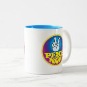 Tasse 2 Couleurs Paix maintenant Super style hippie rétro (Devant droit)