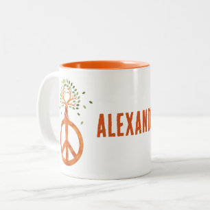 Tasse 2 Couleurs Paix pour les arbres - Fleur de pouvoir cœur 1
