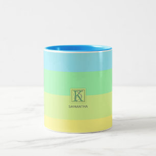 Tasse 2 Couleurs Palette Couleur de la chaux d'été Rayures Monogr