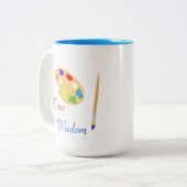 Tasse 2 Couleurs Palette d'art avec pinceau et texte en blanc (Devant gauche)