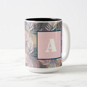 Tasse 2 Couleurs Palm feuille, tropical, botanique, feuille, jungle