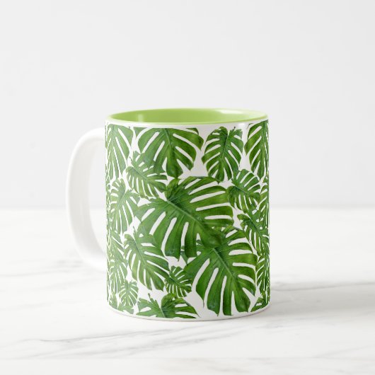 Tasse 2 Couleurs Palm Feuille Tropical Design (Devant gauche)