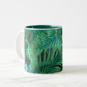Tasse 2 Couleurs Palm feuille, vert, tropical (Devant gauche)