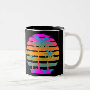 TASSE 2 COULEURS PALMIERS DE COUCHER DU SOLEIL DE TIGRE DE COREY