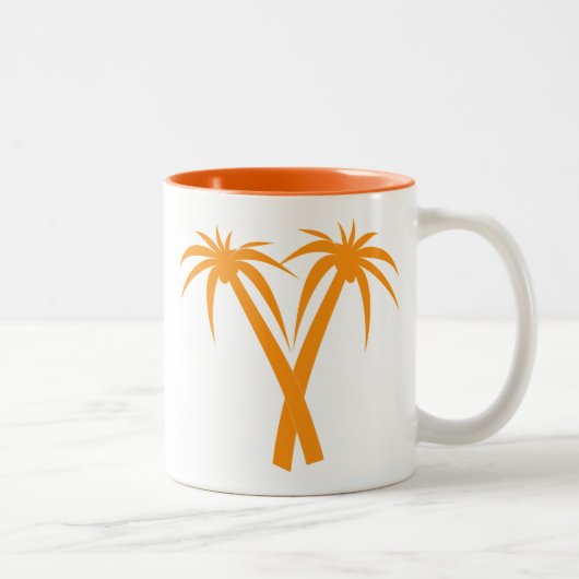 Tasse 2 Couleurs Palmiers tropicaux orange été (Droit)