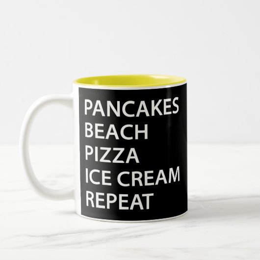 Tasse 2 Couleurs Pancakes Beach Pizza Ice Cream Repeat (Gauche)