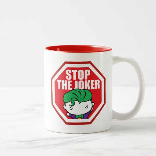 Tasse 2 Couleurs Panneau Chibi "Stop The Joker" (Droit)