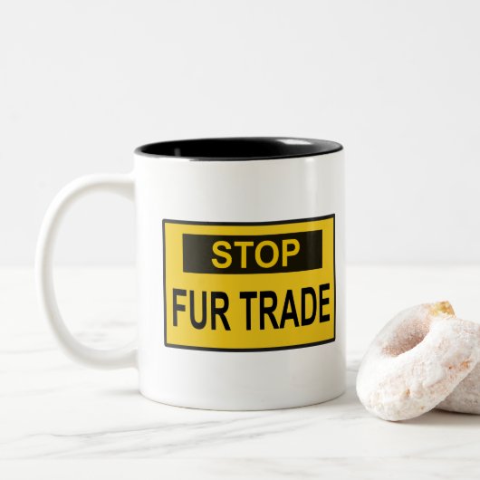 Tasse 2 Couleurs Panneau commercial Stop Fur jaune (Avec donut)