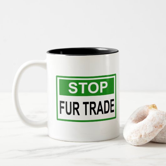 Tasse 2 Couleurs Panneau commercial Stop Fur vert (Avec donut)