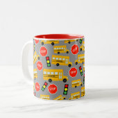Tasse 2 Couleurs Panneau d'arrêt de bus de l'école jaune Cadeau ens (Devant gauche)