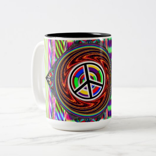 Tasse 2 Couleurs Panneau de Paix Diamond (Ajouter Des Mots) (Devant gauche)