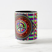 Tasse 2 Couleurs Panneau de Paix Diamond (Ajouter Des Mots) (Centre)