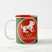 Tasse 2 Couleurs Panneau étoile Leo Zodiac avec le nom du propriéta (Gauche)