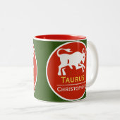Tasse 2 Couleurs Panneau étoile Taurus Zodiac avec nom du propriéta (Devant droit)