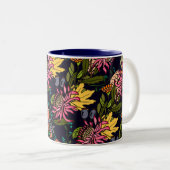 Tasse 2 Couleurs Panneau rouge rose et jaune de fleurs d'aster (Devant droit)