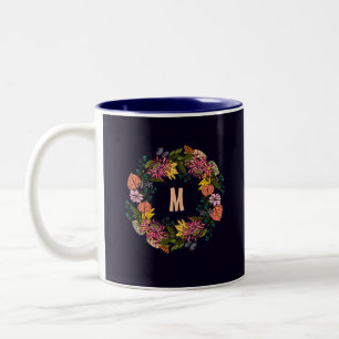 Tasse 2 Couleurs Panneau rouge rose et jaune de fleurs d'aster