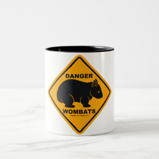 Tasse 2 Couleurs Panneau routier de danger de wombat
