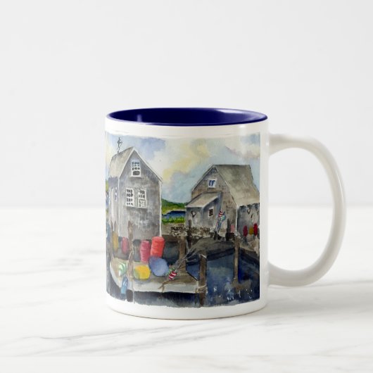 Tasse 2 Couleurs panorama de menemsha (Droit)