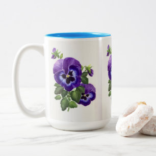 Tasse 2 Couleurs Pansies violettes 2 tonneaux de café