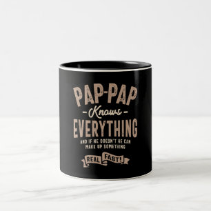 Tasse 2 Couleurs Pap-Pap Tout Sait - Papa Grand-Père