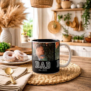 Tasse 2 Couleurs Papa a établi une photo personnalisée année 3