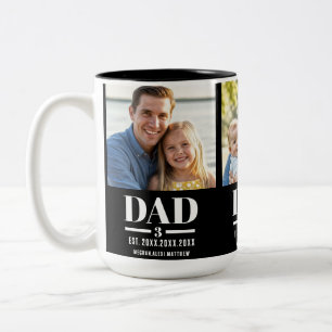Tasse 2 Couleurs Papa Année d'établissement Nom Nombre 3 Photo Poli