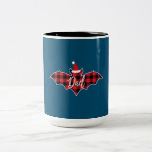Tasse 2 Couleurs Papa Bat Christmas Papa Pajama Rouge Plaid Buffalo