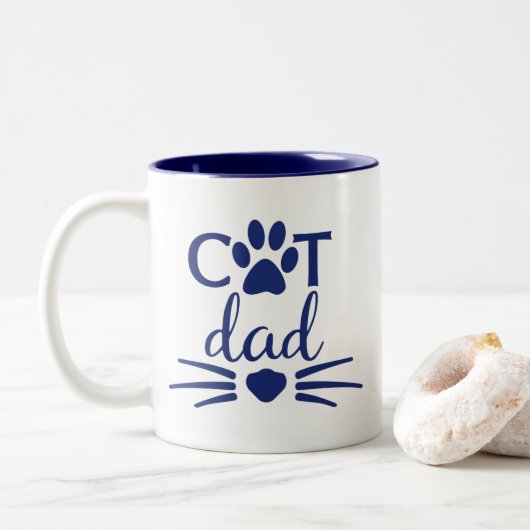 Tasse 2 Couleurs Papa Chat 2 Navy (Avec donut)