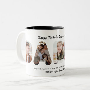 Tasse 2 Couleurs Papá Collage de photos personnalisé pour la fête d