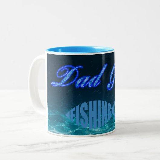 Tasse 2 Couleurs Papa est parti pêcher (Devant gauche)